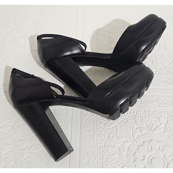 Guess Closed Toe Platform Pumps Womens 8.5 Black Y2K Ankle Strap - Picture 6 of 16
